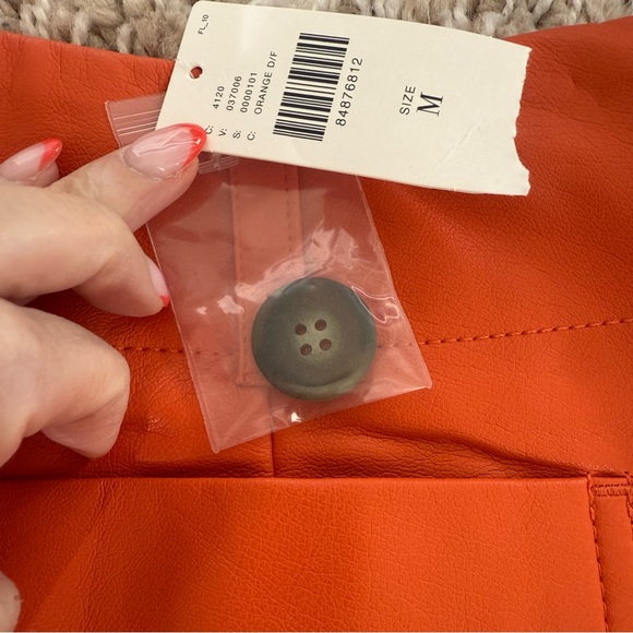 Maeve by Anthropologie Colette faux leather mini skirt in orange NWT Medium New - Picture 10 of 16